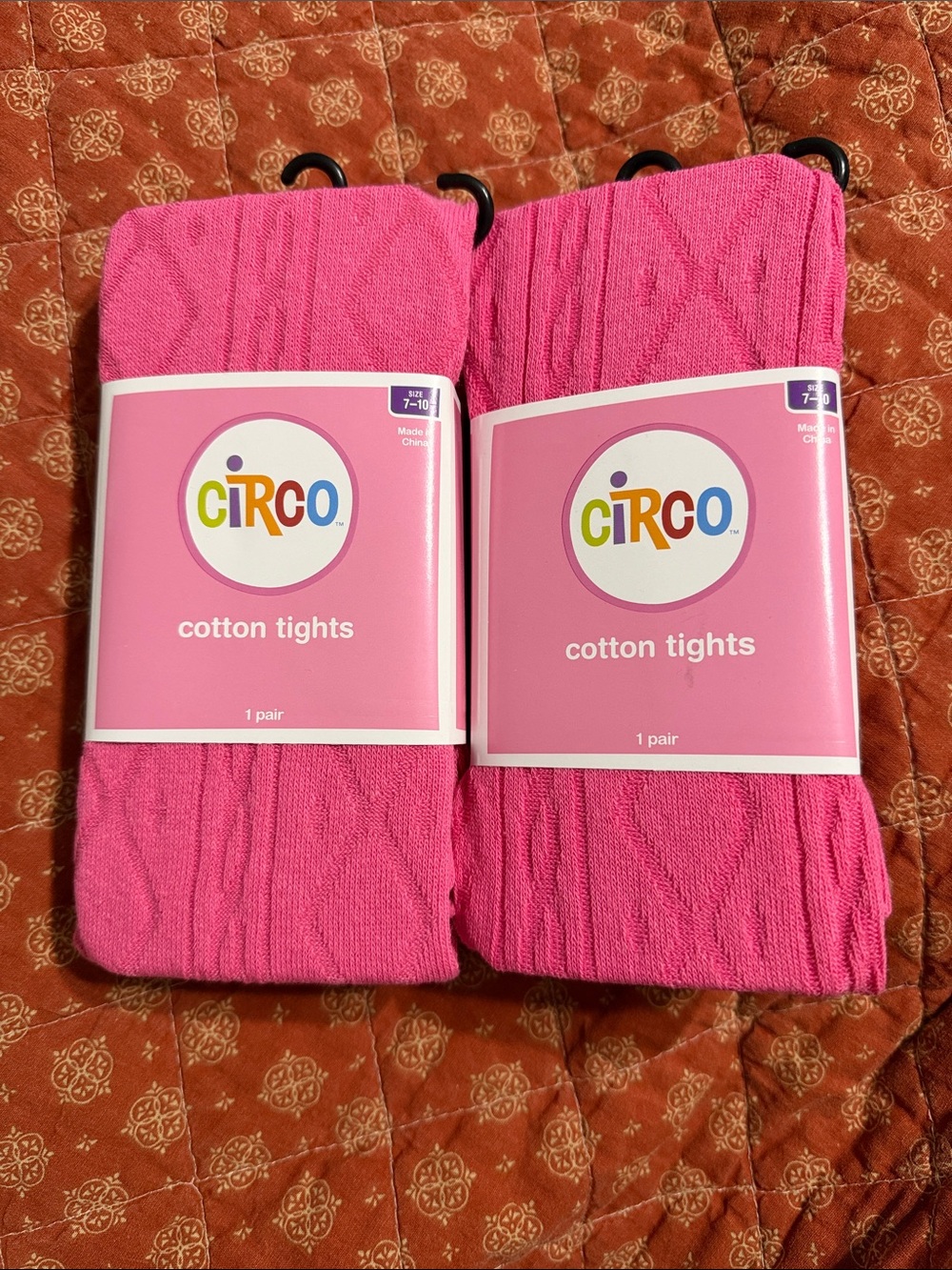 Circo Bright Pink Cotton Cable Tights - 2 Pack